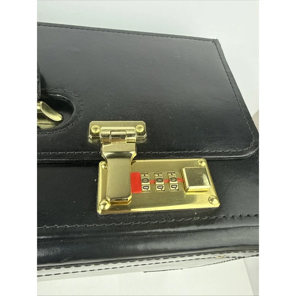 Vintage Pilot Case Catalog Briefcase Black Leather Combination Locks Attache New